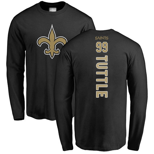 Men New Orleans Saints Black Shy Tuttle Backer NFL Football #99 Long Sleeve T Shirt